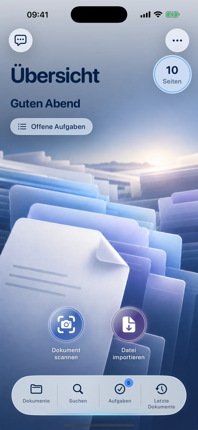 Übersicht der Smart Document Manager App